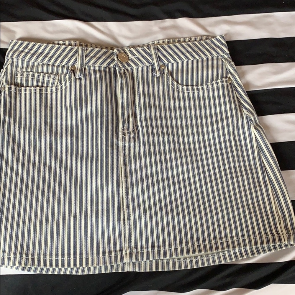 Super cute denim and white striped skirt